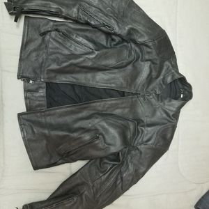 Mens Classic Vintage Genuine Top-Grain Cowhide Biker Leather Jacket